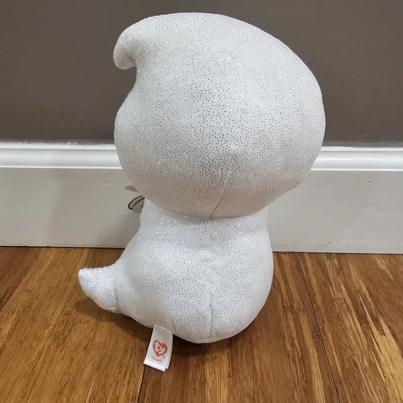 10" Exclusive Ty HAUNTS Sparkly White w/Gold Glitter Ghost Halloween Collectible - Picture 4 of 4